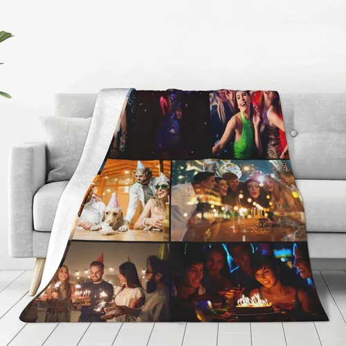Miniatura 8 de Manta personalizada con texto fotográfico, manta personalizada de franela polar para cumpleaños familiar, regalo de Navidad, boda, se adapta al