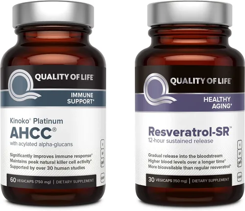 Quality of Life Kinoko Platinum AHCC Apoyo inmunológico y liberación sostenida de resveratrol