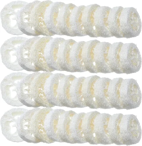 Miniatura 7 de Bokon 60 piezas de lufa natural para hacer jabón a granel reutilizable natural esponja orgánica exfoliante baño ducha luffa pequeño fregador, blanco