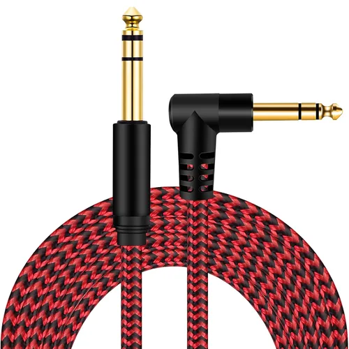 Miniatura 8 de Cable de instrumento TRS de 1/4 pulgadas de 3 pies, TRS de 0.250 in a 0.250 in TRS Cable de audio estéreo macho a macho de ángulo recto a recto