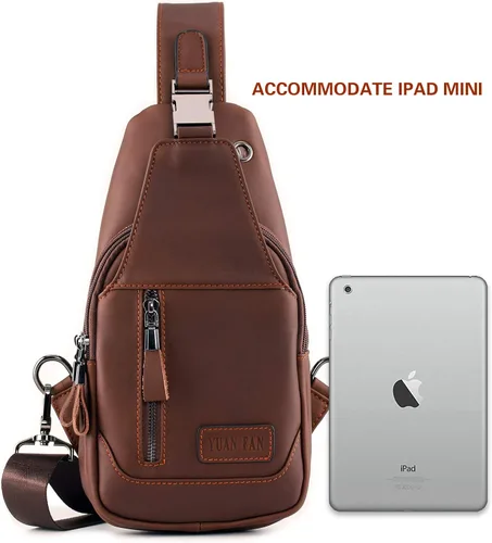 Miniatura 2 de YUAN FAN Bolso bandolera de cuero para hombre, bolso de transporte oculto para el pecho, bolso de viaje antirrobo
