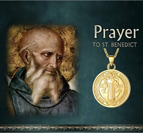Miniatura 5 de Collar de medalla de San Benito de oro de 18 quilates o acero inoxidable 316L con medalla cristiana sacramental para proteger el mal de la joyería