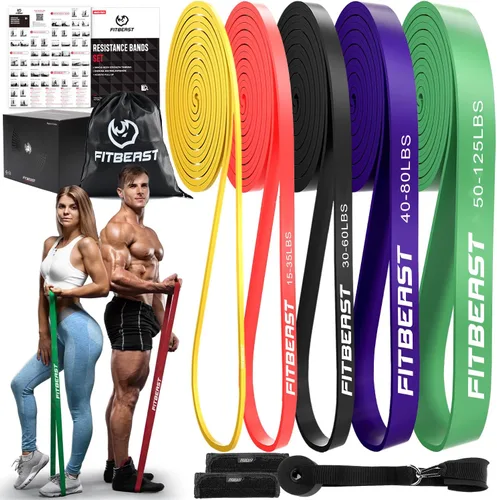 Miniatura 7 de FitBeast Resistance Bands Set, Pull Up Assist Bands for Strength Training, Powerlifting, Muscle Toning, Yoga, Mobility Exercises, Rehabilitation