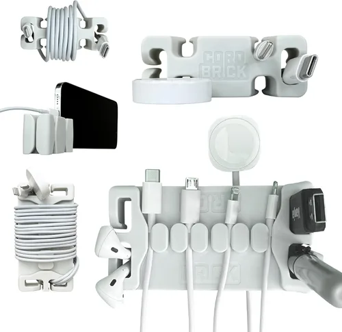 Miniatura 7 de CordBrick /DeskBrick - Paquete de soportes para cables con peso para mesita de noche y escritorio, cargador de teléfono, organizador de cables