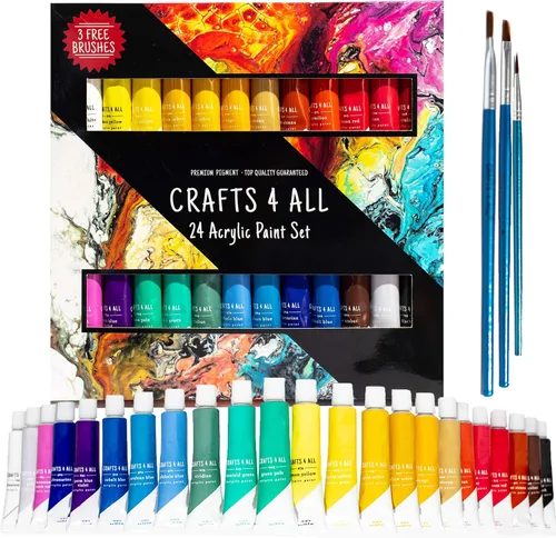 Miniatura 9 de Crafts 4 All Juego de pintura acrílica, pinturas artísticas para lienzo, pintura de modelos, madera, cerámica y tela, suministros de manualidades