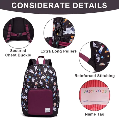 Miniatura 4 de VASCHY - Mochila preescolar para niños y niñas liviana resistente al agua con correa en el pecho