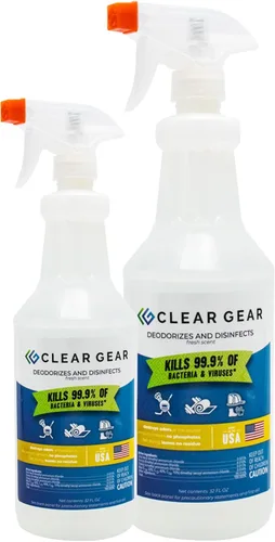 Clear Gear Desinfectante de gimnasio, limpiador de esterilla de yoga, desodorante para equipos deportivos, gimnasios y centros de fitness, paquete
