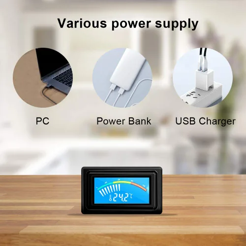 Miniatura 4 de KETOTEK Termómetro digital medidor de temperatura Fuente de alimentación USB con sonda de sensor para acuario, vehículo, carcasa de PC, incubadoras