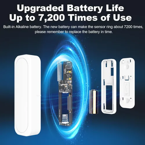 Miniatura 2 de Satisure - Timbre de puerta inalámbrica con sensor de contacto abierto con rango de 600 pies, 58 campanillas, 5 niveles de volumen, indicadores LED