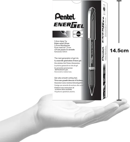 Miniatura 8 de Pentel ENER-GEL NV - Bolígrafo de gel líquido, 0.039 in, barril, tinta negra, caja de 12 unidades (BL30-A)
