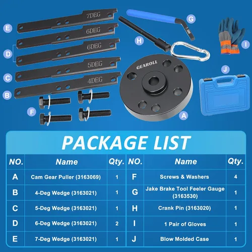 Miniatura 5 de Kit de herramientas de sincronización de leva 3163021, herramienta de ajuste de freno de motor 7MM 3163530, compatible con motor Cummins ISX QSX X15