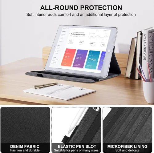 Miniatura 6 de Funda giratoria para iPad de 9.7 pulgadas 2018 2017 / Funda para iPad Air 2 - Funda protectora con soporte giratorio de 360 grados y función