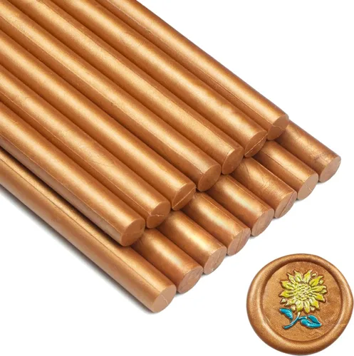 Miniatura 17 de Barra de sellado de cera, 15 piezas de pistola de pegamento para invitaciones de boda, tarjetas, sobres, oro rosa, material de cera flexible