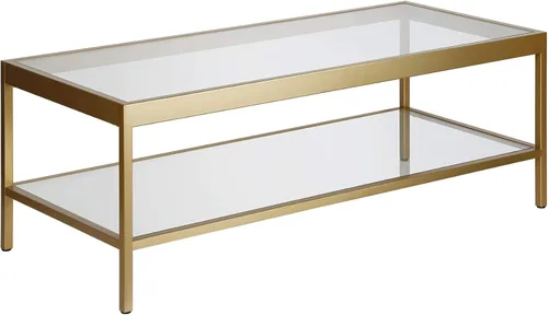 Henn&Hart Mesa de centro rectangular rectangular de 45 pulgadas de ancho en latón, mesas de centro rectangulares modernas para sala de estar,