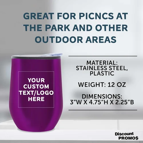 Miniatura 4 de DISCOUNT PROMOS Vasos de vino personalizados sin tallo de 12 onzas, juego de 6/12/24, paquete a granel personalizado, aislados, perfectos para vino