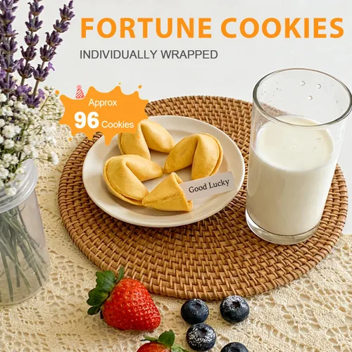 Miniatura 2 de Soeos Fortune Cookies, galletas Fortune envueltas individualmente a granel, aproximadamente 25 galletas, galletas crujientes empaquetadas