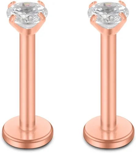 Miniatura 4 de SCERRING Anillos de labios de 16G con circonita cúbica transparente, Labret Monroe, anillo para labios, tragus, uñas, hélice, piercing de perno