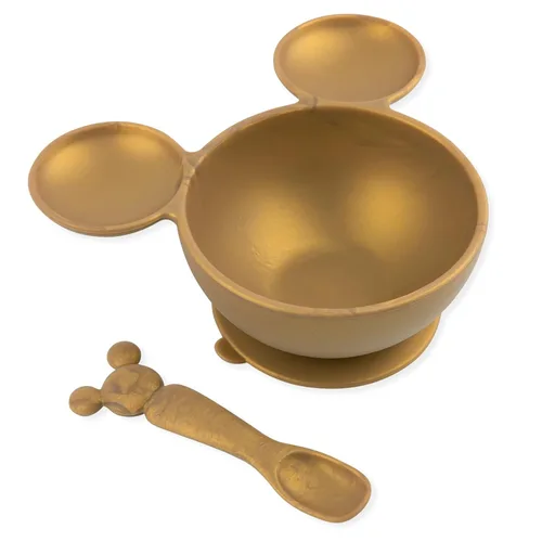 Miniatura 30 de Bumkins Tazón Disney Mickey Mouse, juego de alimentación de silicona con succión, incluye cuchara, elementos de entrenamiento para el destete guiado