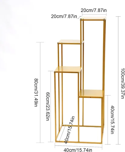 Miniatura 5 de LOYALHEARTDY Soporte para flores de boda, soporte de metal para jarrón, columna de metal para piso, dorado de 4 capas, decoración de boda, camino