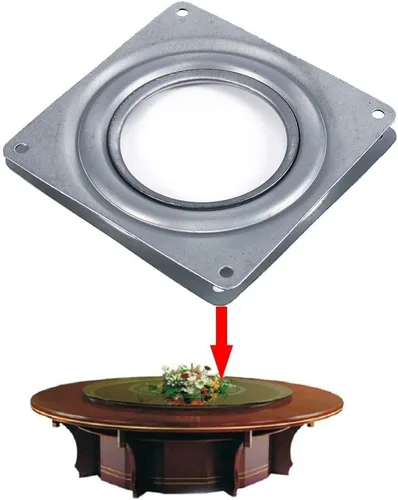 Miniatura 2 de Placa giratoria de mesa, plato giratorio pequeño con cerradura de 4 pulgadas, placa giratoria giratoria de acero galvanizado de metal, rodamiento