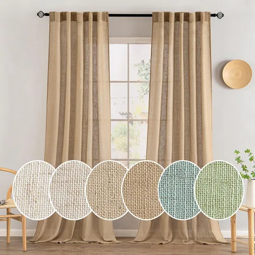 Miniatura 101 de MIULEE Cortinas de lino blanco de 108 pulgadas de largo para dormitorio, sala de estar, cortinas de ventana con textura de lino suave y grueso, Lino