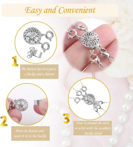 Miniatura 5 de Separador de collar para capas de oro blanco sin enredos, joyería de seguridad, collar de capas, separador de cierres para múltiples collares