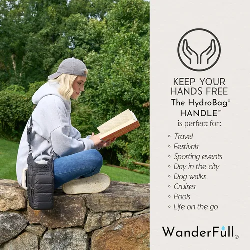 Miniatura 3 de WanderFull® Ranura con cremallera original HydroBag® HANDLE™ para mango, soporte para botella de agua cruzado manos libres y accesorios para vasos