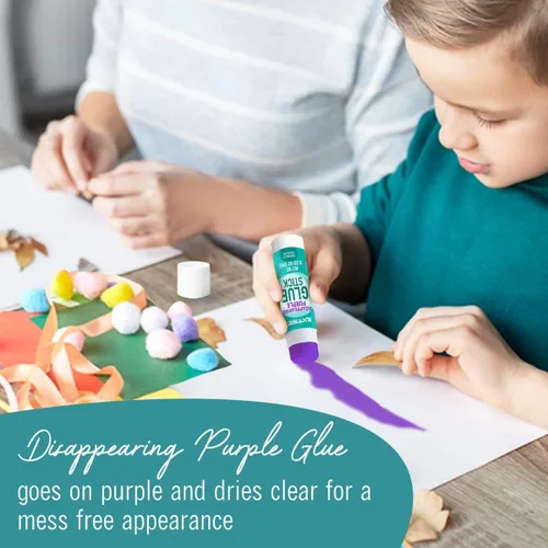 Miniatura 6 de Barras de pegamento a granel para aulas, barras de pegamento moradas para niños, 24 unidades, 0.32 onzas lavables, para niños, escuela y hogar