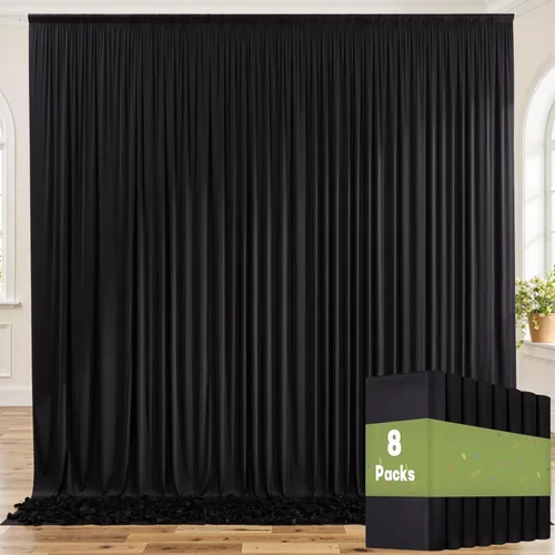 Miniatura 126 de Cortinas de telón de fondo granate de 10 pies x 10 pies sin arrugas para fiestas, 2 paneles de cortinas de telón de fondo de poliéster sedoso