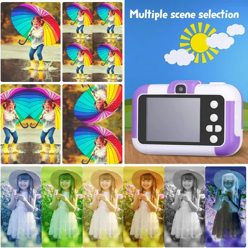 Miniatura 5 de Cámara para niños, juguetes electrónicos de cumpleaños para niños, videocámara digital mejorada para selfie de niños pequeños 1080P para niños de 4