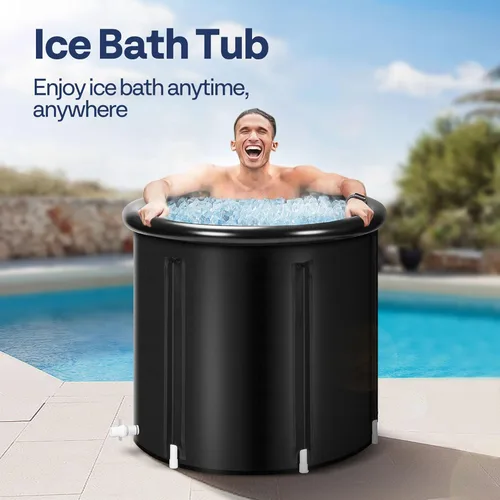 Miniatura 2 de VIVOHOME Bañera de hielo para atletas y amantes del fitness, bañera de inmersión fría portátil de 29.5 pulgadas de diámetro para terapia
