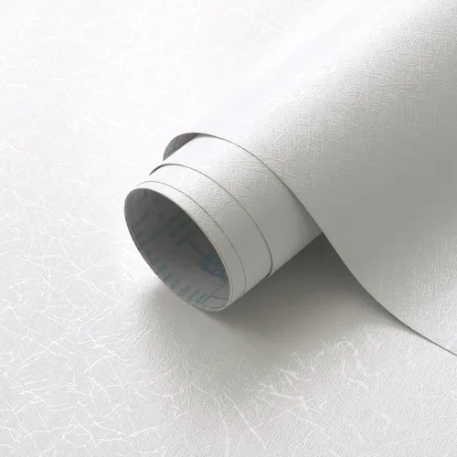 Safiyya Papel tapiz autoadhesivo de 17.3 x 393 pulgadas, papel tapiz texturizado de seda blanca, moderno, de color sólido, extraíble, impermeable,
