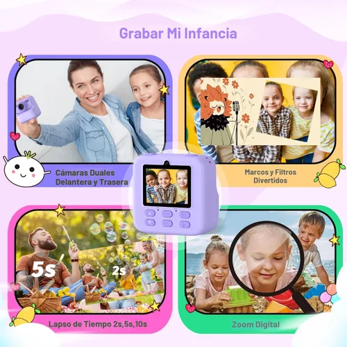 Miniatura 3 de masterbee Cámara para niños con impresión instantánea, regalos de cumpleaños para niñas y niños, juguetes de cámara digital para niños, video HD