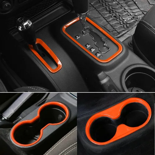 Juego de tapicería E-cowlboy para portavasos delanteros y posteriores, palanca de cambios y caja de transferencias para Jeep Wrangler de 2 o 4