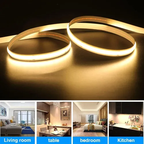 Miniatura 3 de COB - Tira de luces LED, 1.6 ft/1.6 pies, flexible, flexible, flexible, flexible, tira de luces LED COB DC 5V 320 LEDs/m, blanco cálido, 3000 K