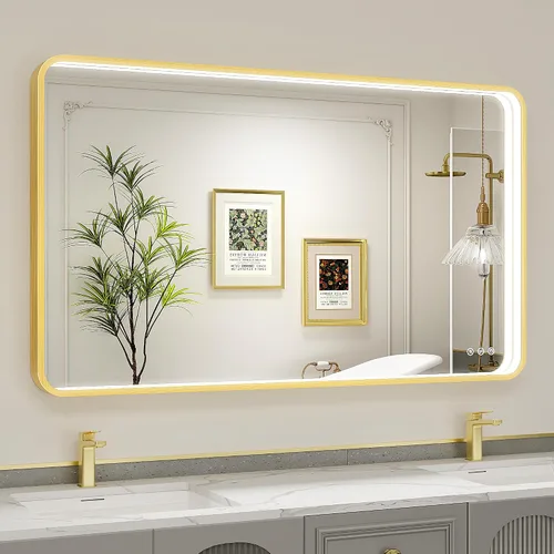 Miniatura 8 de Espejo de baño LED de 24x32 pulgadas con luces, espejo LED con marco de metal negro para baño, 3 colores y luz regulable sin escalones montada