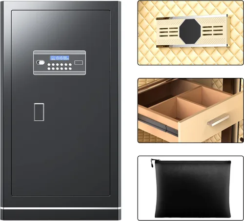 Caja de seguridad FABAO de 6.5 pies cúbicos, caja de seguridad para el hogar con bolsa impermeable e ignífuga, caja de seguridad digital antirrobo