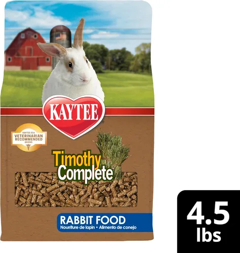 Miniatura 11 de Kaytee Timothy - Alimento completo para conejos, fabricado con heno Timothy, alto en fibra, apoya la salud dental y la digestión, 4.5 libras