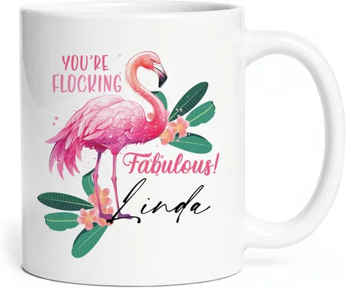 Miniatura 17 de Taza de flamenco personalizada 2023, Flock Of Flamingo Mug para cumpleaños de los amantes del flamenco, taza de café personalizada de flamenco