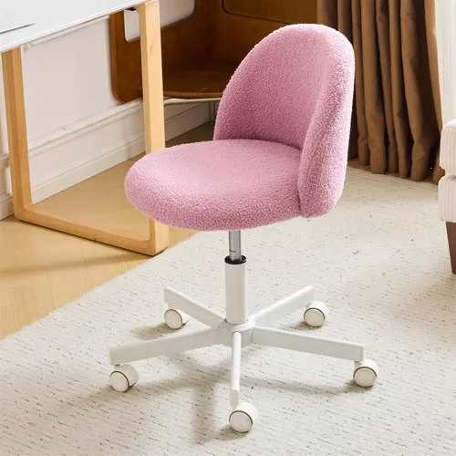 Miniatura 16 de VINGLI Silla Candy sin Brazos, Linda Silla de Escritorio, Cómoda Silla Pequeña de Oficina con Ruedas, Silla de Tocador con Soporte Lumbar, Silla