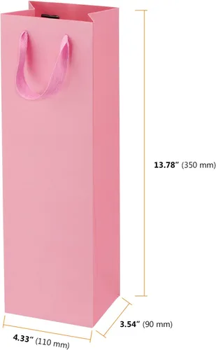 Miniatura 2 de SEUNMUK Paquete de 30 bolsas de regalo para botellas de vino rosa, 13.8 x 4.3 x 3.5 pulgadas, papel fuerte grueso de 250 GSM con asas para fiestas