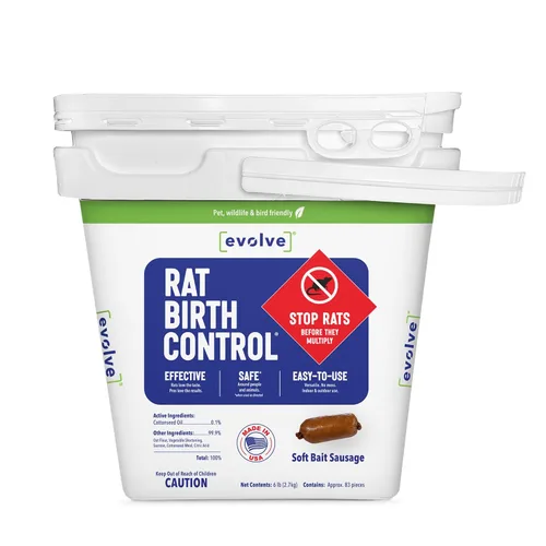 Miniatura 10 de Evolve Rat Anticonceptivo Salchichas de cebo suave – 1.5 libras Control de población de ratas científicamente probado No es un veneno, manejo