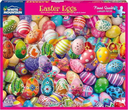 Miniatura 3 de White Mountain Rompecabezas de 1000 piezas, rompecabezas de collage de vacaciones de Pascua con piezas grandes, regalo para adultos y familia de 24