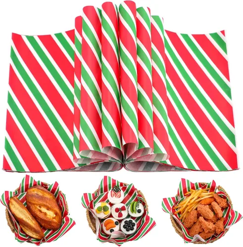 Tenceur 150 piezas de hojas de papel encerado de Navidad para envolver alimentos, papel de pergamino a granel, hojas de papel encerado de color,