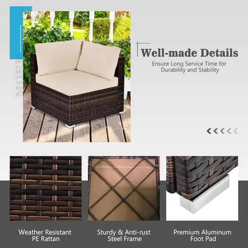 Miniatura 8 de Tangkula Juego de muebles de patio de 7 piezas con mesa para fogata, incluye mesa rectangular de propano de 42 pulgadas y 60,000 BTU y funda