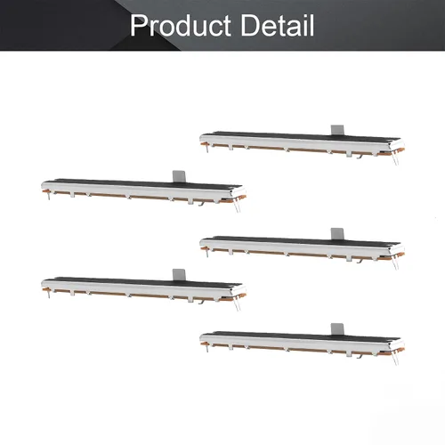 Miniatura 6 de Fielect 5 unids 10K Slide Potenciómetro de película de carbono Fader resistencias variables mezclador 5.039 in 3Pins 10K Ohm potenciómetros lineales