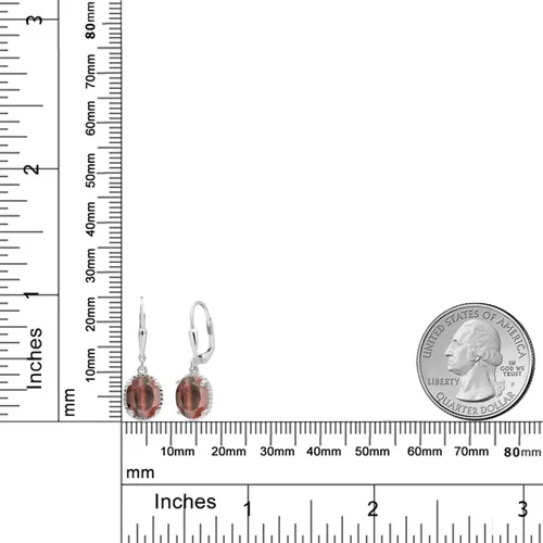 Miniatura 105 de Gem Stone King Aretes colgantes de gota para mujer, plata de ley 925, piedra natal ovalada de 0.354 x 0.276 in, joyería fina, regalos para ella