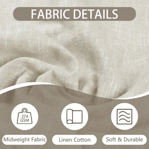 Miniatura 5 de ChadMade Cortina reductora de luz con bolsillo para barra, cortina de mezcla de lino y algodón para oficina, 96 pulgadas de largo, con pestaña Beige