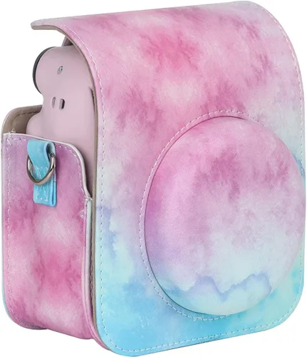 Miniatura 2 de Funda para cámara instantánea Fujifilm Instax Mini 12, funda de poliuretano con correa extraíble para cámara Fujifilm Instax Mini 12 (rosa/azul)