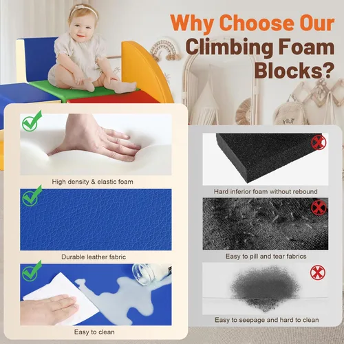 Miniatura 3 de TODIBY Juguetes de Escalada de Cuero PU Suave de 6 Piezas para Niños Pequeños, Bloques de Escalada de Espuma para Bebés para Niños Pequeños